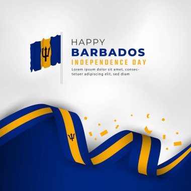 Mutlu Barbados Bağımsızlık Günü 30 Kasım Kutlama Vektör Tasarım İllüstrasyonu. Poster, Bayrak, Reklam, Tebrik Kartı veya Yazdırma Elemanı Şablonu