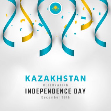 Kazakistan Bağımsızlık Günü 'nüz kutlu olsun. 16 Aralık Kutlama Vektörü Tasarım İllüstrasyonu. Poster, Bayrak, Reklam, Tebrik Kartı veya Yazdırma Elemanı Şablonu