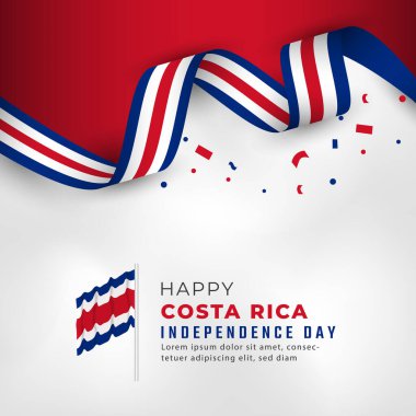 Kosta Rika Bağımsızlık Günü 'nüz kutlu olsun. 15 Eylül Kutlama Vektörü Tasarım Çizimi. Poster, Bayrak, Reklam, Tebrik Kartı veya Yazdırma Elemanı Şablonu