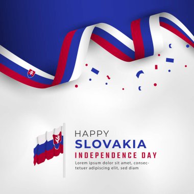 Slovakya Bağımsızlık Günü 'nüz kutlu olsun. 17 Temmuz Kutlama Vektörü Tasarım İllüstrasyonu. Poster, Bayrak, Reklam, Tebrik Kartı veya Yazdırma Elemanı Şablonu