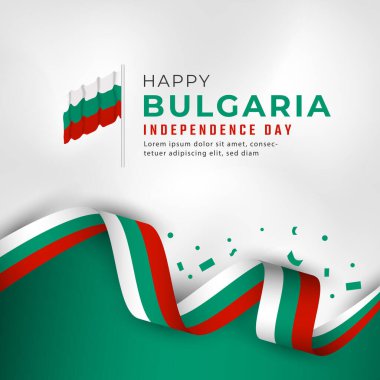 Bulgaristan Bağımsızlık Günü 'nüz kutlu olsun. 22 Eylül Kutlama Vektörü Tasarım Çizimi. Poster, Bayrak, Reklam, Tebrik Kartı veya Yazdırma Elemanı Şablonu