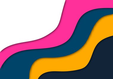 Modern 3D Kağıt Kesme Sanatı Şablonu Uçan, Bayrak, Sunum ve Poster için Soyut Eğri Şekiller Arkaplanı