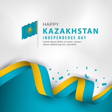 Kazakistan Bağımsızlık Günü 'nüz kutlu olsun. 16 Aralık Kutlama Vektörü Tasarım İllüstrasyonu. Poster, Bayrak, Reklam, Tebrik Kartı veya Yazdırma Elemanı Şablonu
