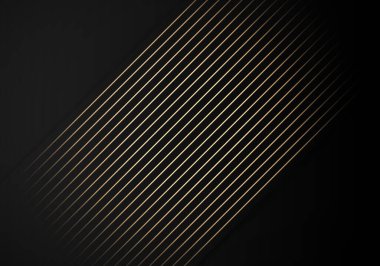 Luxury Stripes Golden Lines Diagonal Overlap on Black Background with Copy Space for Text