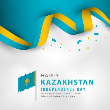 Kazakistan Bağımsızlık Günü 'nüz kutlu olsun. 16 Aralık Kutlama Vektörü Tasarım İllüstrasyonu. Poster, Bayrak, Reklam, Tebrik Kartı veya Yazdırma Elemanı Şablonu