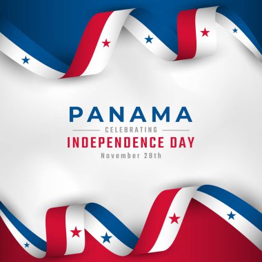 28 Kasım Panama Bağımsızlık Günü 'nüz kutlu olsun. Kutlama Vektörü Tasarım Çizimi. Poster, Bayrak, Reklam, Tebrik Kartı veya Yazdırma Elemanı Şablonu