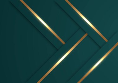 Metin için Boşluğu Kopyalayan Soyut Parlak Altın Çizgiler Çapraz Çakışan Koyu Yeşil Arkaplan