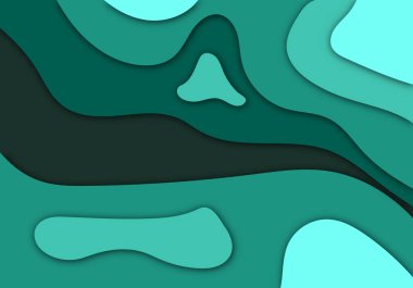 Modern 3D Kağıt Kesme Sanatı Şablonu Uçan, Bayrak, Sunum ve Poster için Soyut Eğri Şekiller Arkaplanı