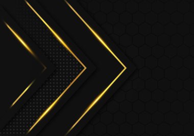 Koyu Altıgen Kalıplı Metalik Arkaplan Altın Çizgili Modern Siyah Lüks Arkaplan