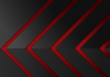 Boş Alan Tasarımı ile Soyut Kırmızı Ok Koyu Gri Gölge Çizgisi Modern Geleceğin Geometrik Üstüste bindirme Kağıt Kesme Biçimi