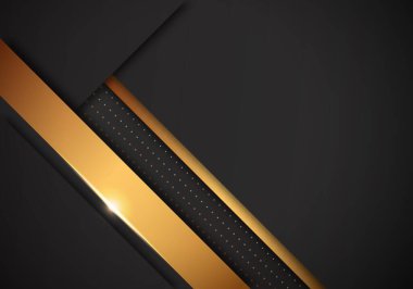 Abstract Luxury Geometric Overlapping on Black Background with Glitter and Golden Lines Glowing Dots Combinations