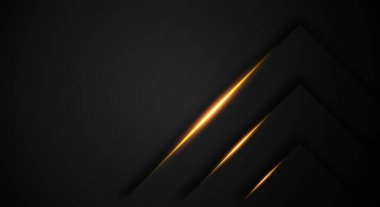 Kara Metalik Gölge Üzerine Soyut Altın Işık Boşluk Mekanı Tasarımı Modern Geleceği Arkaplan