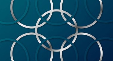 Soyut 3D Geometrik Çizgiler Kağıt Kesme Arkaplanı Koyu Mavi ve Gümüş Renkli Gerçekçi Dekorasyon