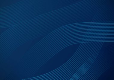 3D Modern Wave Curve Abstract Presentation Dark Blue Background with Copy Space