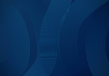 3D Modern Wave Curve Abstract Presentation Dark Blue Background with Copy Space