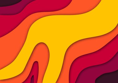 Modern 3D Kağıt Kesme Sanatı Şablonu Uçan, Bayrak, Sunum ve Poster için Soyut Eğri Şekiller Arkaplanı