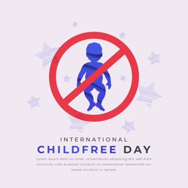 International Childfree Paper kesim stili Vektör Tasarım Arkaplan, Poster, Banner, Reklamcılık, Tebrik Kartı