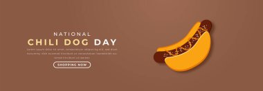 National Chili Dog Day Kağıt kesim stili Vektör Tasarım Arkaplan, Poster, Banner, Reklamcılık, Tebrik Kartı