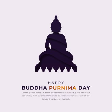 Buddha Purnima Gününüz kutlu olsun Kağıt kesim stili Vector Tasarım Arkaplan, Poster, Bayrak, Reklam, Tebrik Kartı