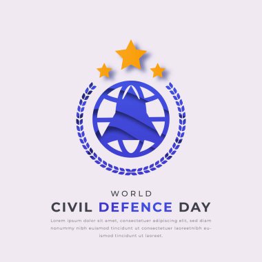 Dünya Sivil Savunma Günü Kağıt kesim stili Vector Tasarım Arkaplan, Poster, Bayrak, Reklam, Tebrik Kartı