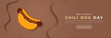 National Chili Dog Day Kağıt kesim stili Vektör Tasarım Arkaplan, Poster, Banner, Reklamcılık, Tebrik Kartı