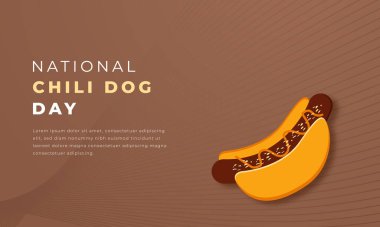 National Chili Dog Day Kağıt kesim stili Vektör Tasarım Arkaplan, Poster, Banner, Reklamcılık, Tebrik Kartı