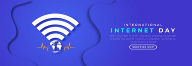 Uluslararası İnternet Günü Kağıdı, Arkaplan, Poster, Bayrak, Reklamcılık, Tebrik Kartı için Stil Vektör Tasarımı İllüstrasyonunu kesti