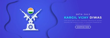 Kargil Vijay Diwas Paper cut style Vector Design Illustration for Background, Poster, Banner, Advertising, Greeting Card clipart