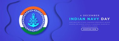 Indian Navy Day Paper cut style Vector Design Illustration for Background, Poster, Banner, Advertising, Greeting Card clipart