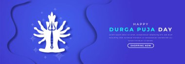 Mutlu Durga Puja Günü Kağıdı kesim stili Vector Tasarım Arkaplan, Poster, Banner, Reklam, Tebrik Kartı