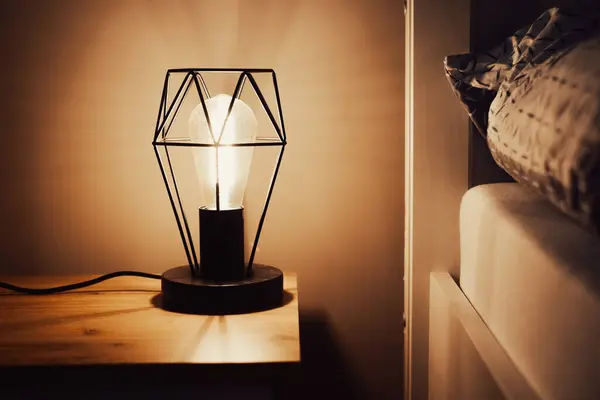 Night Retro Lamp Bed Dim Light Room Lantern Illumination Healthy — Stock Photo, Image