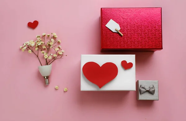Idée Cadeau Saint Valentin Carte Créative Romantique Plat Avec Espace — Photo