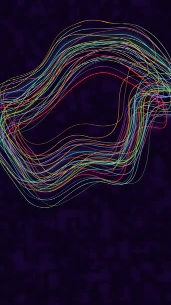 Linhas Coloridas Fundo Escuro Ondas Elétricas Luzes Néon Animação Movimento — Vídeo de Stock