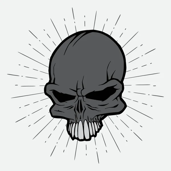 Cráneo Sunburst Ilustración Vector Diseño Sobre Fondo Blanco — Vector de stock