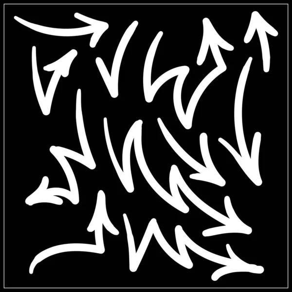 Formes Flèches Courbes Dessinées Main Dans Style Doodle Flèches Vectorielles — Image vectorielle