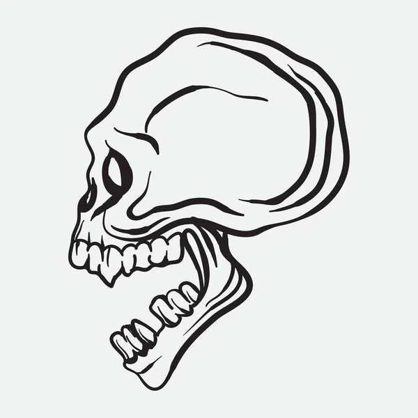 Human Skull Art Vector Illustration Line Art Skull Human Hand — Stock Vector
