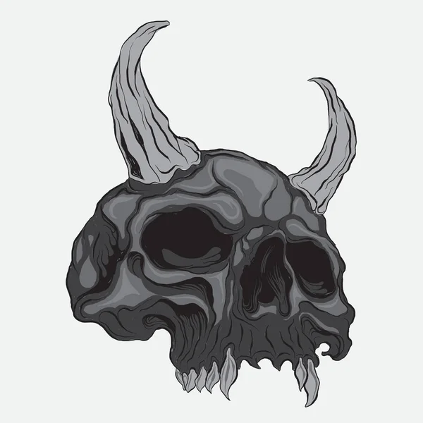 頭蓋骨アートベクトル図人間の頭蓋骨の線画手描きの頭蓋骨 — ストックベクタ