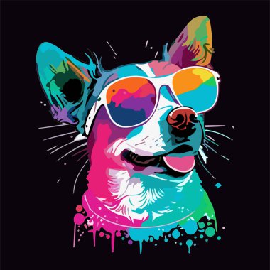 Farklı renklerde renkli korgi köpekleri pop sanatında izole edilmiş. Şirin köpek vektör çizimi. wpap biçimi