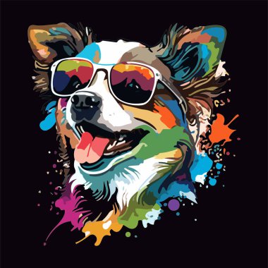 Farklı renklerde renkli korgi köpekleri pop sanatında izole edilmiş. Şirin köpek vektör çizimi. wpap biçimi