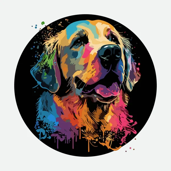 Golden Retriever Head Vector Illustration Cute Dog Vector Illustration — Stock Vector