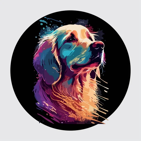 Golden Retriever Head Vector Illustration Cute Dog Vector Illustration — Stock Vector