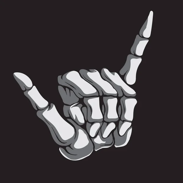 Vector Skeleton Hand Showing Gesture Metal Vector Illustration Isolated Black — Stock Vector