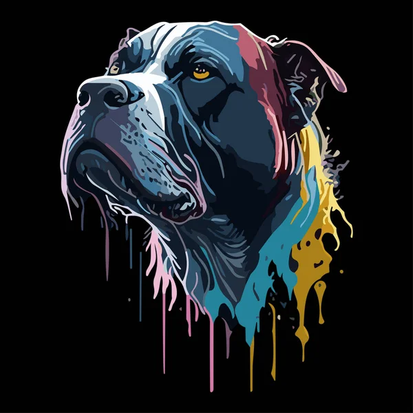 Amerikanische Bulldogge Flat Icon Isolated Black Background Bulldogge Pop Art — Stockvektor