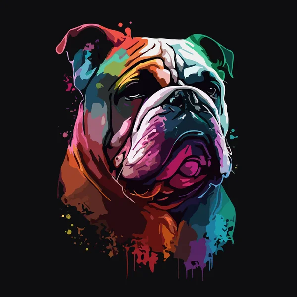 American Bulldog Flat Icon Isolated Black Background Bulldog Pop Art — Stock Vector