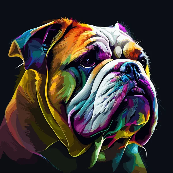 American Bulldog Flat Icon Isolated Black Background Bulldog Pop Art — Stock Vector