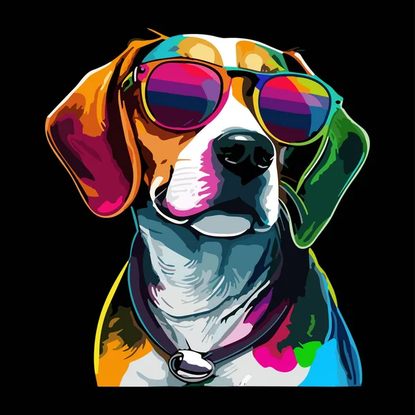 Beagle Dog Vector Illustration Hunting Dog Flat Color Cartoon Style — Stock Vector