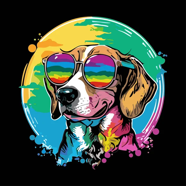 Anjing Beagle Ilustrasi Vektor Seekor Anjing Pemburu Dengan Poster Bergaya - Stok Vektor