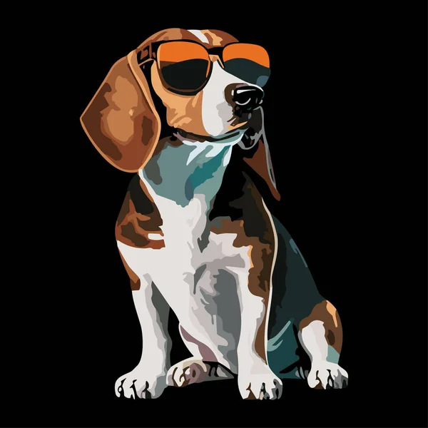 Anjing Beagle Ilustrasi Vektor Seekor Anjing Pemburu Dengan Poster Bergaya - Stok Vektor