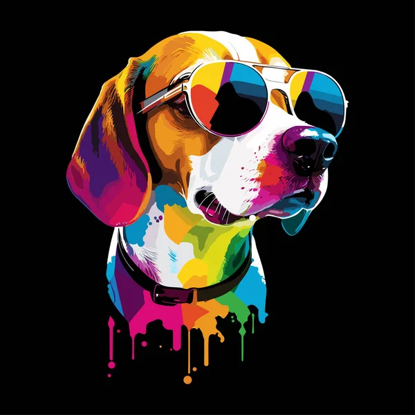 Beagle Dog Vector Illustration Hunting Dog Flat Color Cartoon Style — ストックベクタ