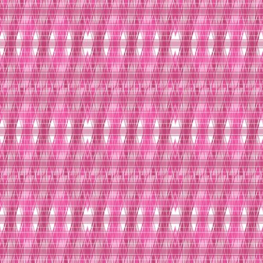 Pastel pembe ve beyaz renklerde eşkenar dörtgen çizgili kusursuz ekoseli desen..